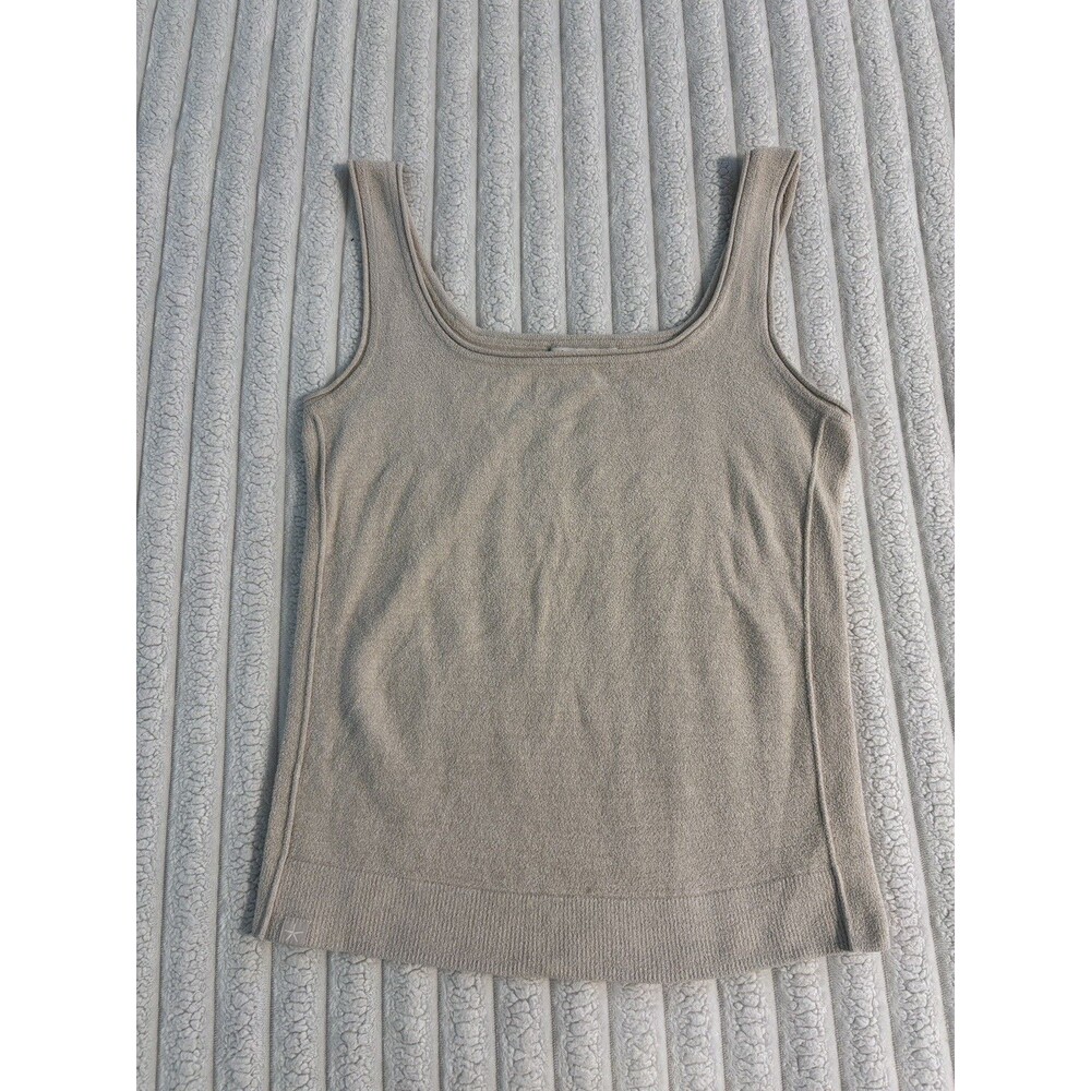 Barefoot Dreams CozyChic Ultra Lite Square Neck Tank Top Womens small beige